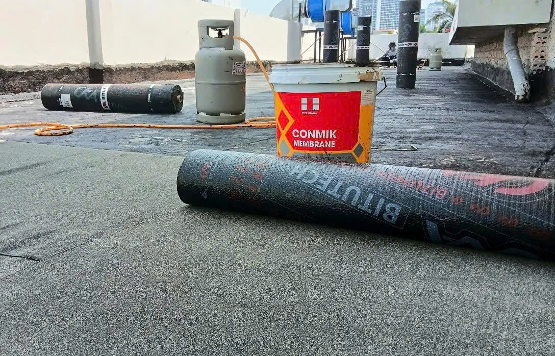 Thi công màng khò nóng chống thấm sàn mái tại Hải Phòng