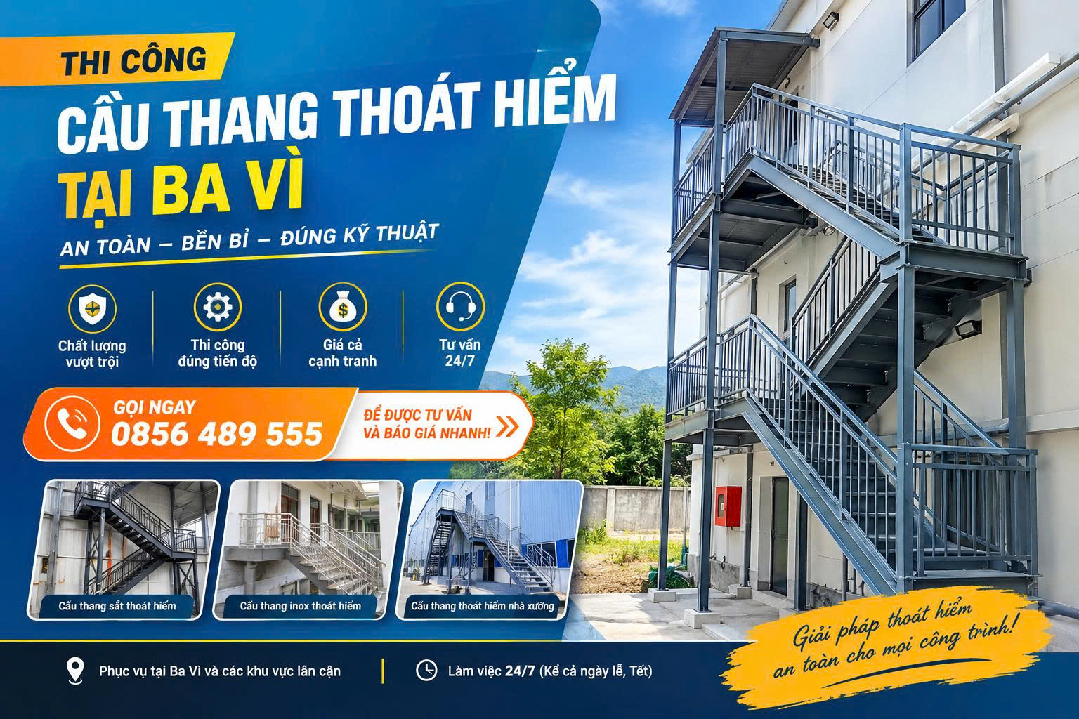 Thi Công Cầu Thang Thoát Hiểm Tại Ba Vì