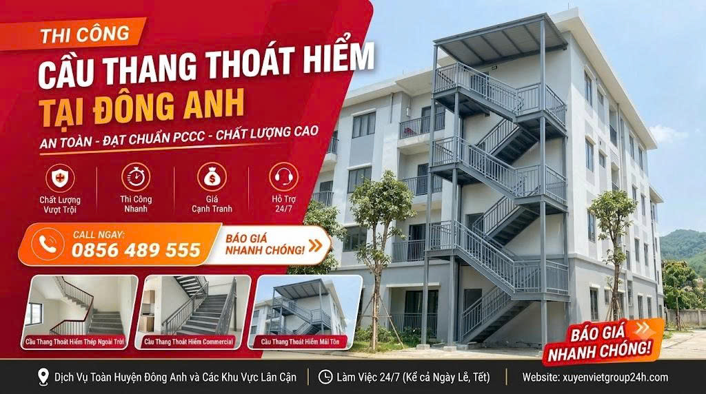 Thi công cầu thang thoát hiểm tại Đông Anh