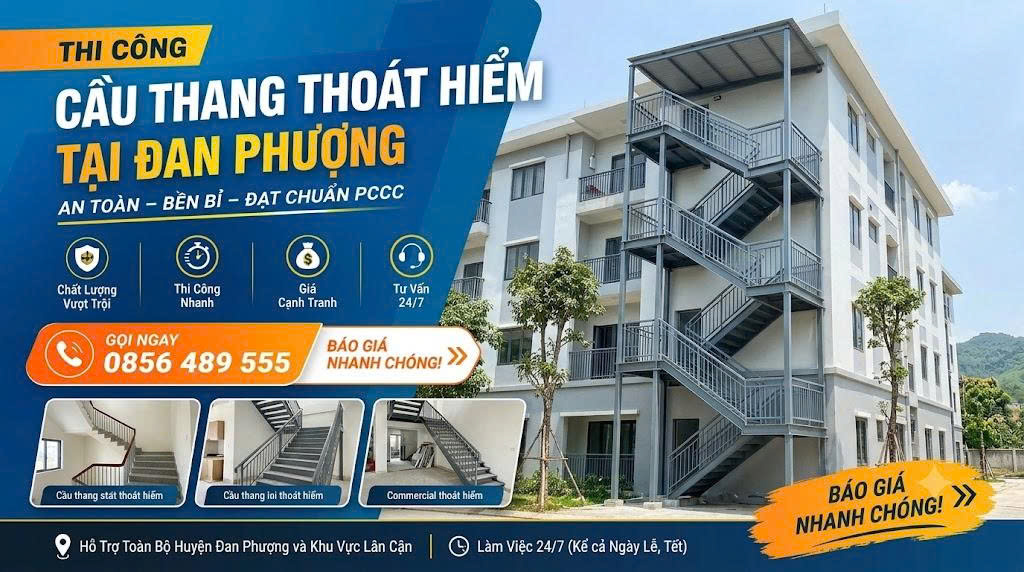 thi công cầu thang thoát hiểm tại đan phượng